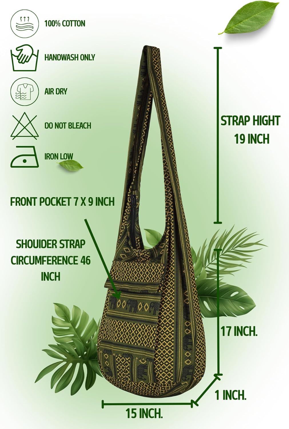 Your Cozy Boho Crossbody Bag for Women – Handmade Cotton Sling Bag Lightweight Unisex Travel Purse with Zipper