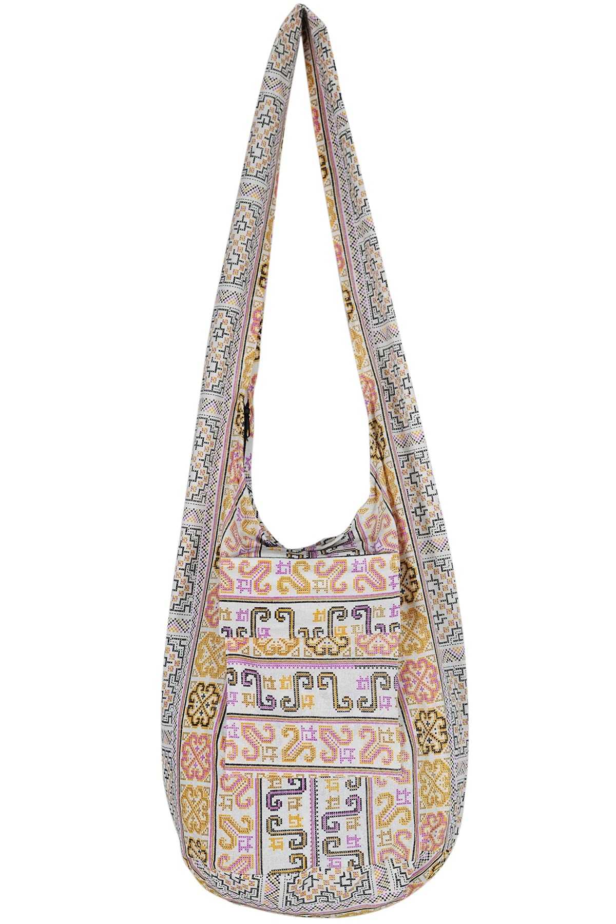 Your Cozy Boho Crossbody Bag for Women – Handmade Cotton Sling Bag Lightweight Unisex Travel Purse with Zipper